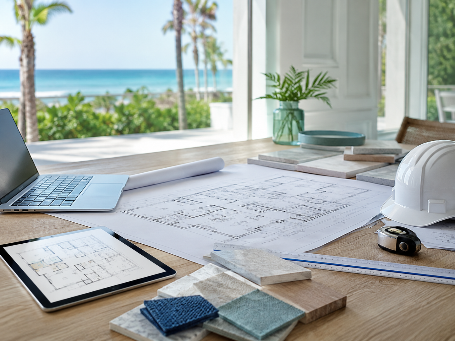Architectural plans and residential construction planning materials