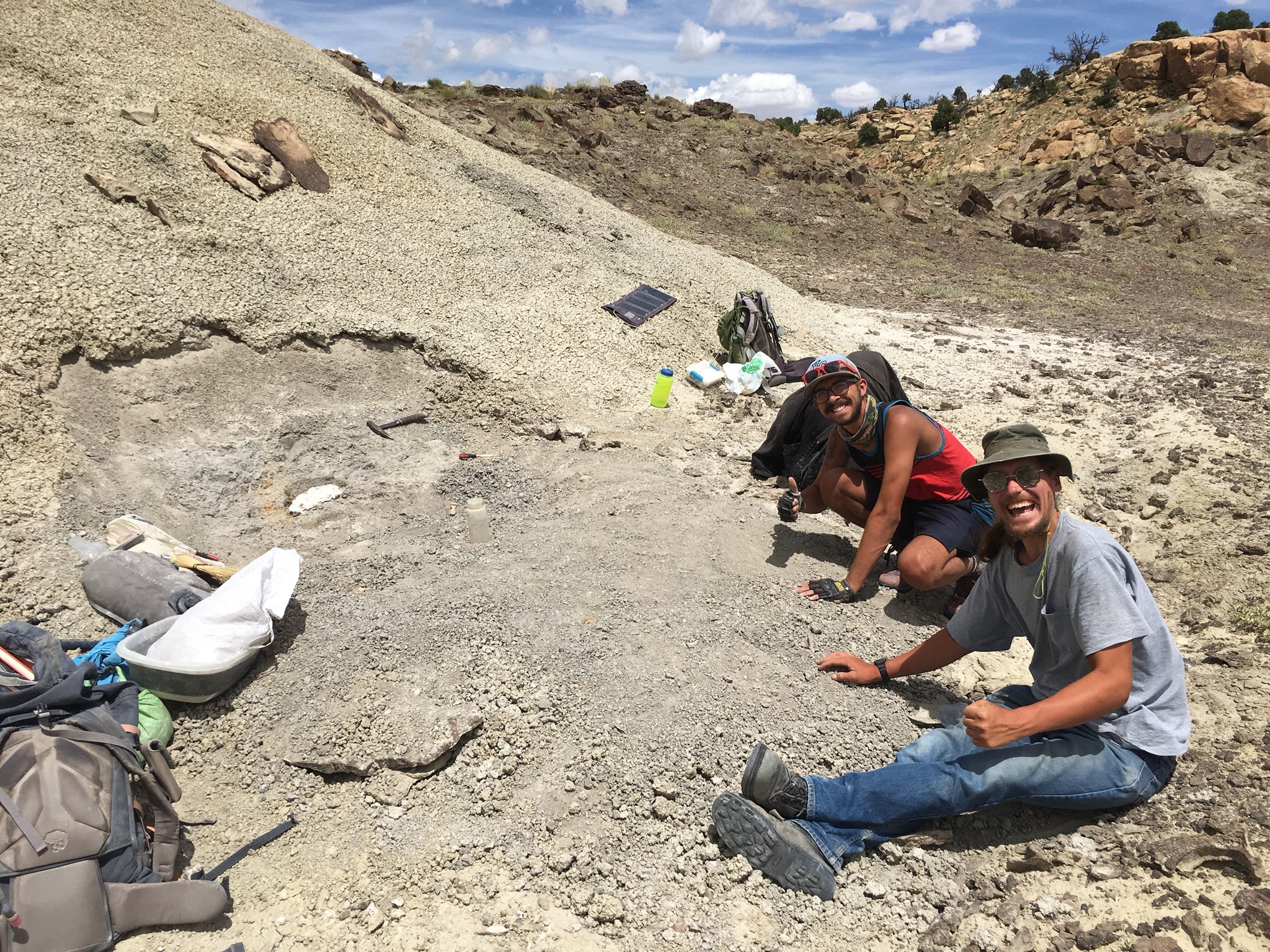 Evan Jevnikar at a Cretaceous-era dig site in the western United States.