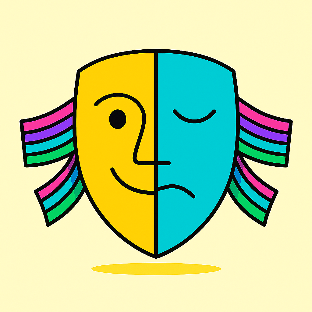 mask showing happy side and sad side mask showing happy side and sad side