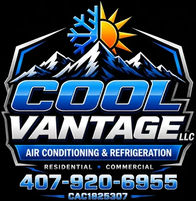 Cool Vantage Air Conditioning & Refrigeration LLC logo with phone and license