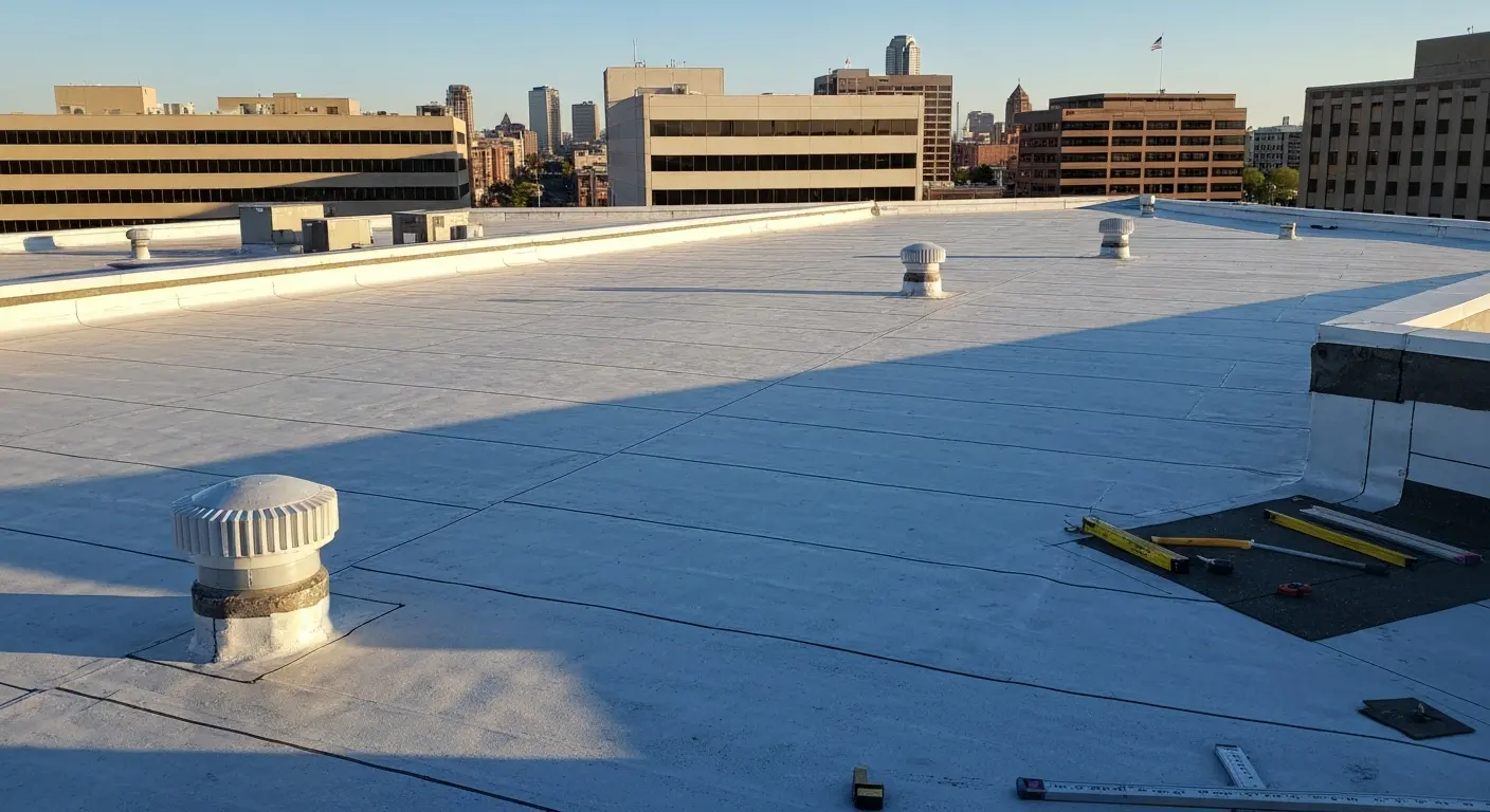Commercial flat roof installation downtown