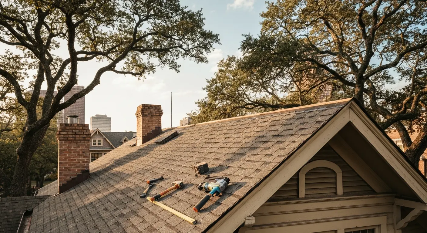 Residential roof repair in Montrose historic district