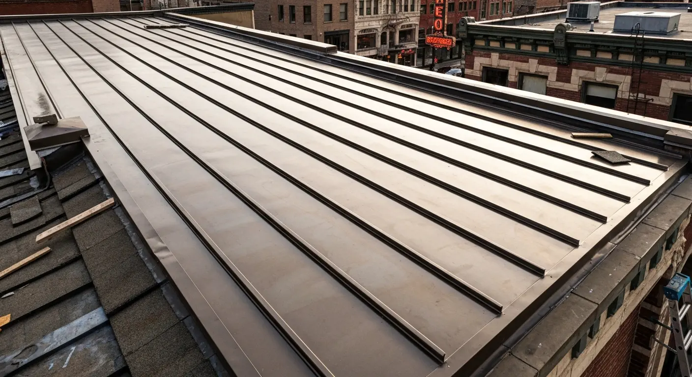 Metal roof standing seam system downtown