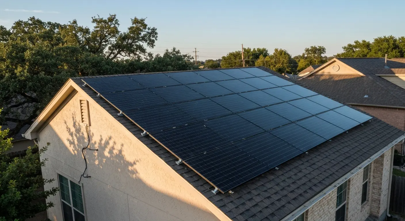 Solar panels integrated with roofing