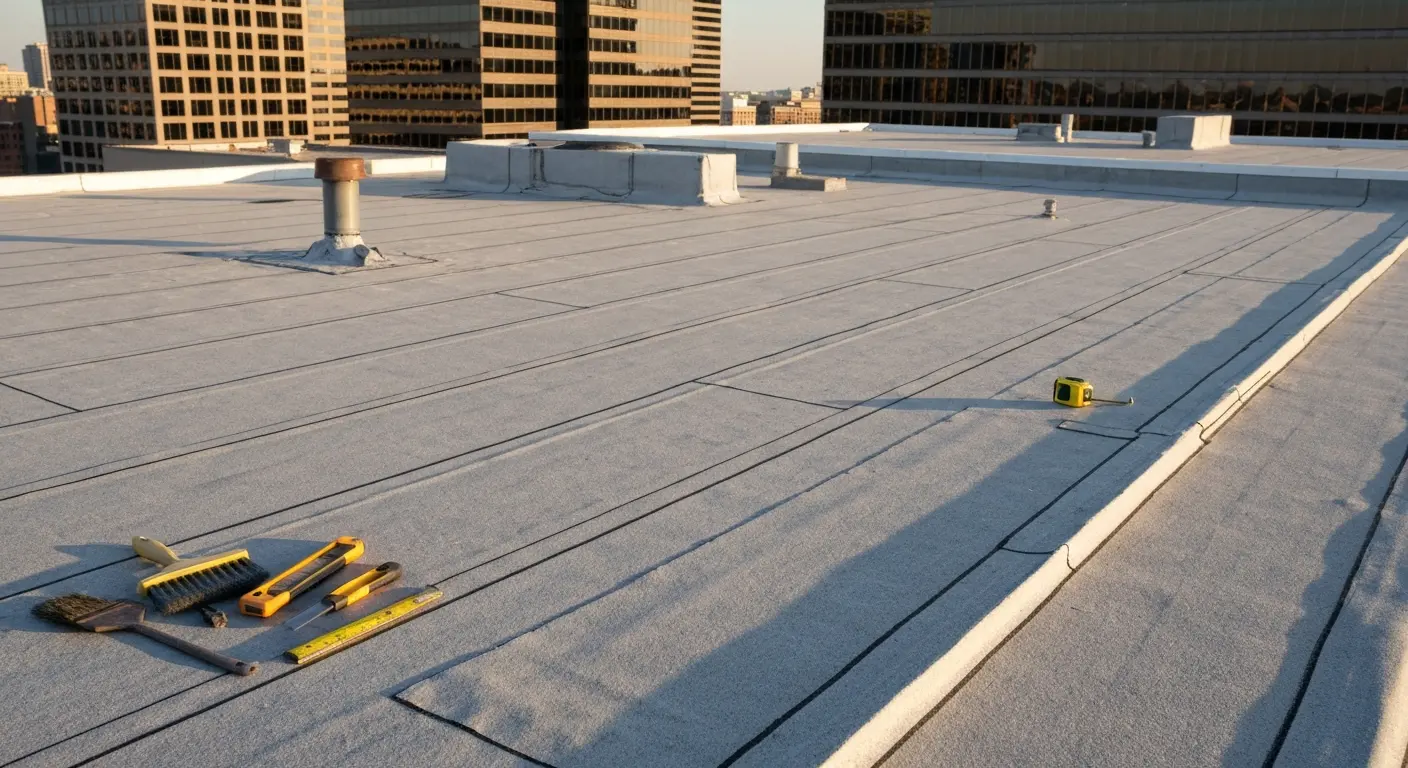 Commercial roofing on highrise
