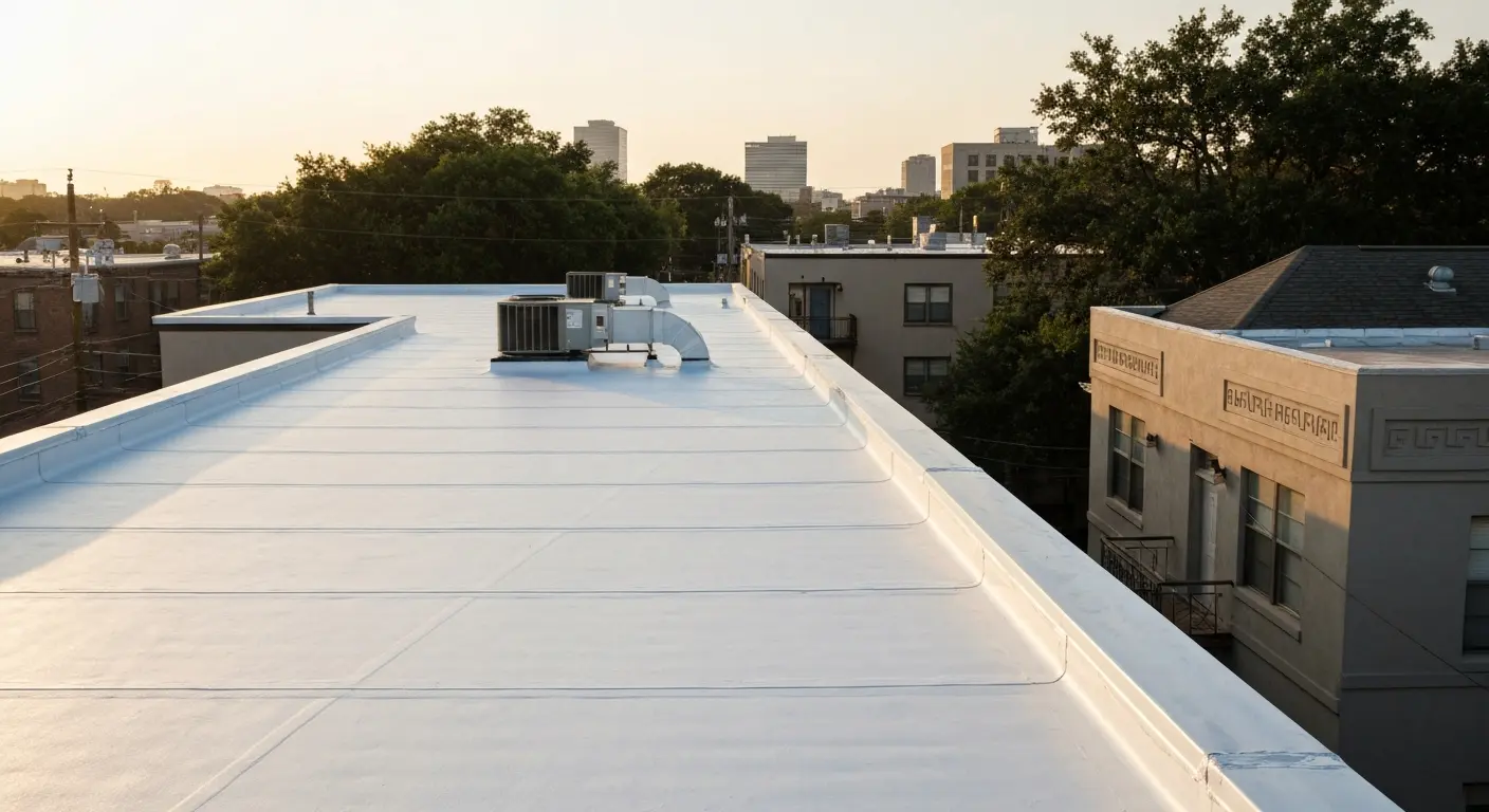 Commercial flat roof installation in Heights area