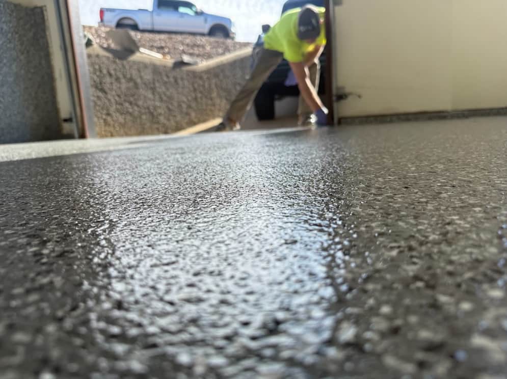 Close-up of sealed residential concrete with a protective finish