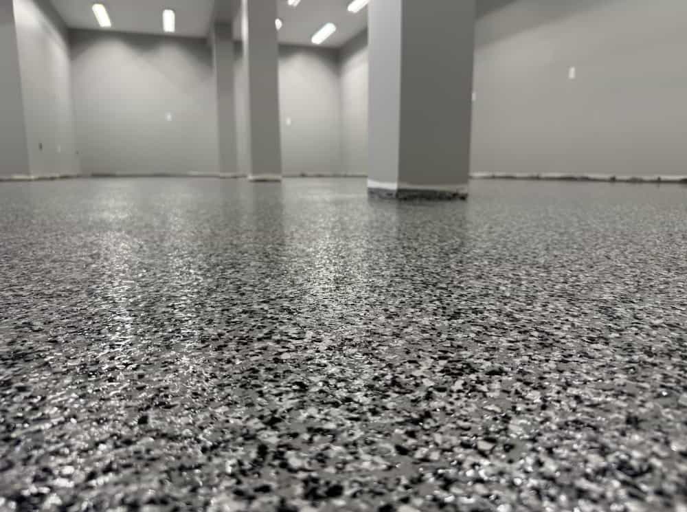 Commercial epoxy floor in a bright retail store space