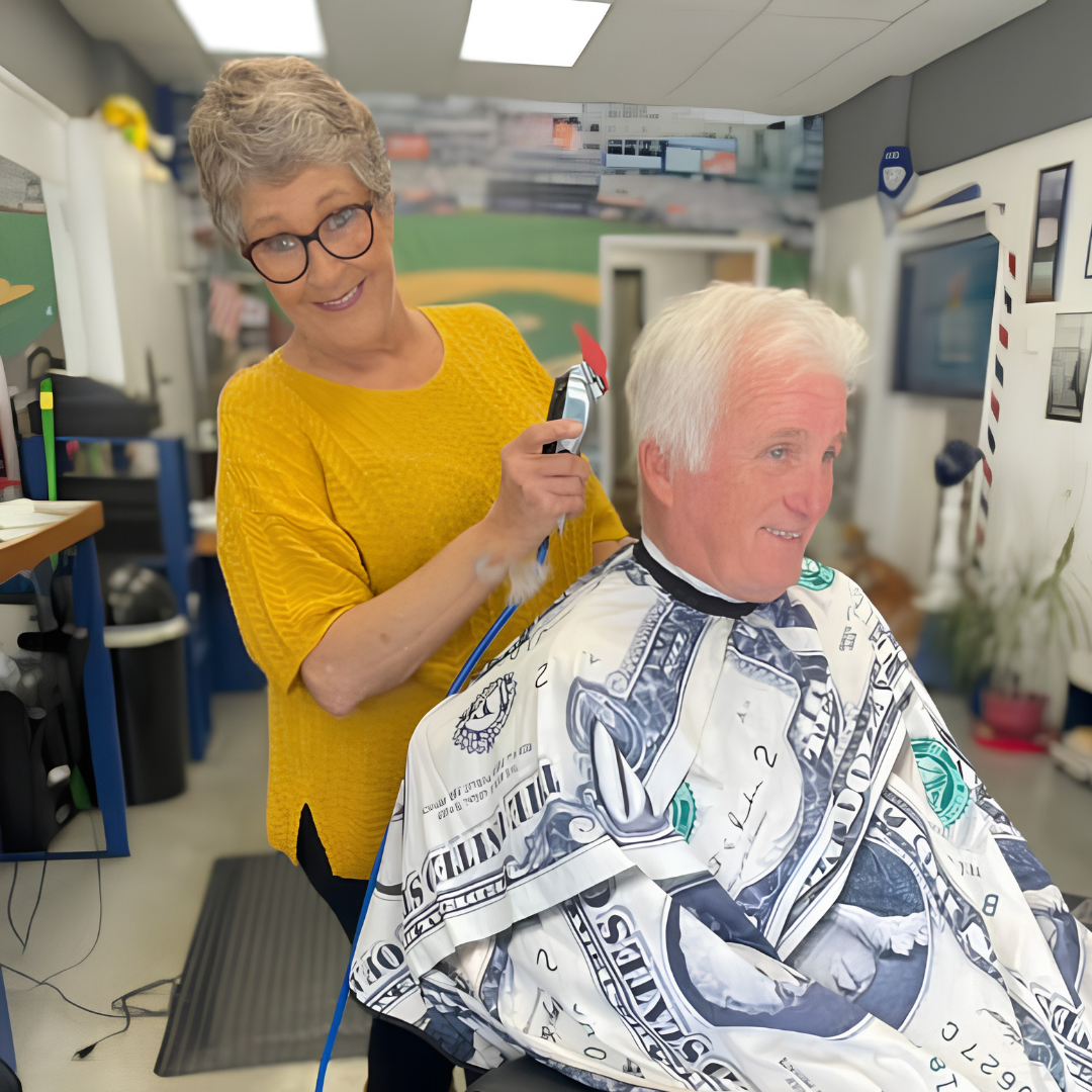 Cindy Rosso-Montanino, Barber and Family Matriarch, at Sammi Red's Real Barbers
