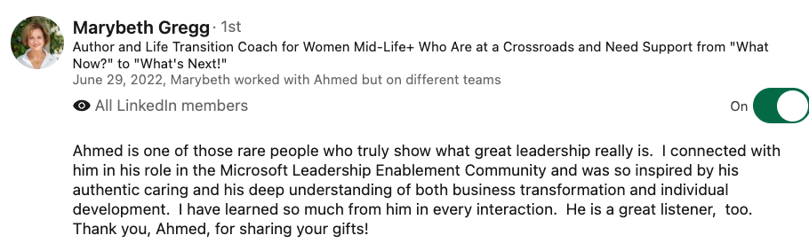 LinkedIn recommendation for Ahmed Zayed