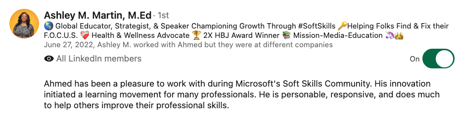 LinkedIn recommendation 17