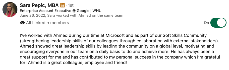 LinkedIn recommendation 14