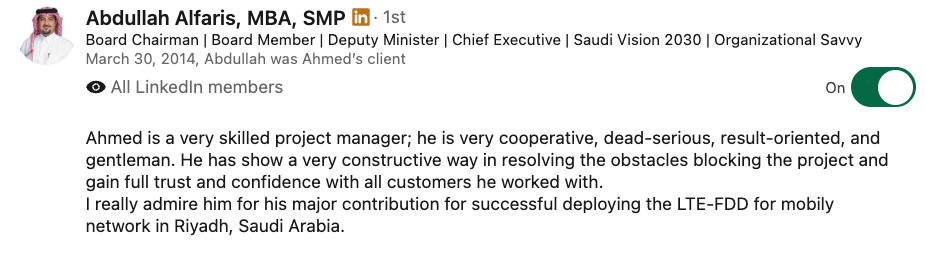 LinkedIn recommendation 1