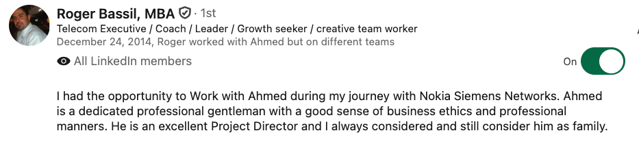 LinkedIn recommendation 3