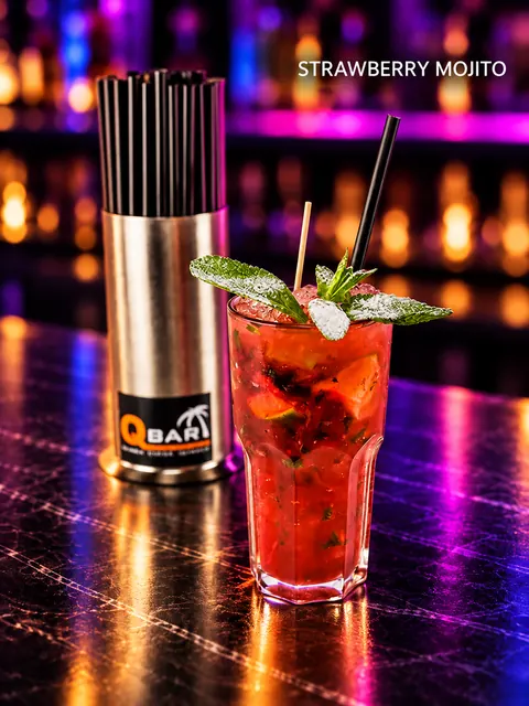 Cocktail Himbeer Mojito an der QBAR