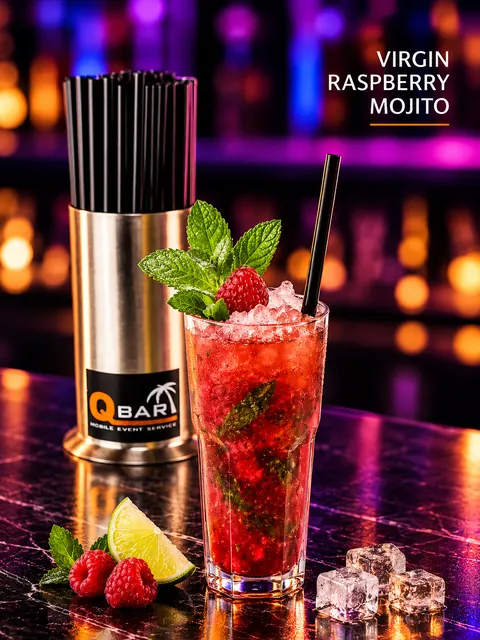 Cocktail Virgin Himbeer Mojito an der QBAR
