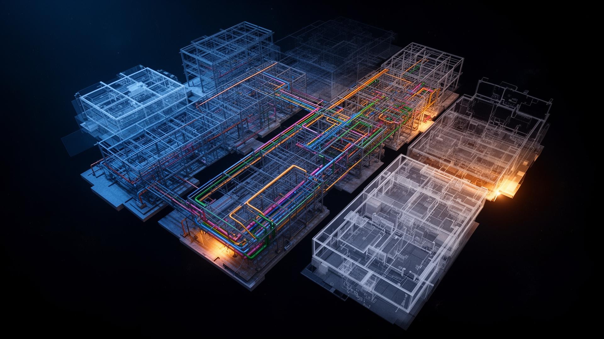 Modelo BIM 3D coordinado con sistemas MEP