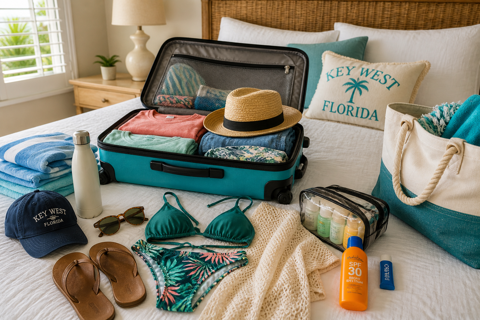 Unpacking suitcase in Key West