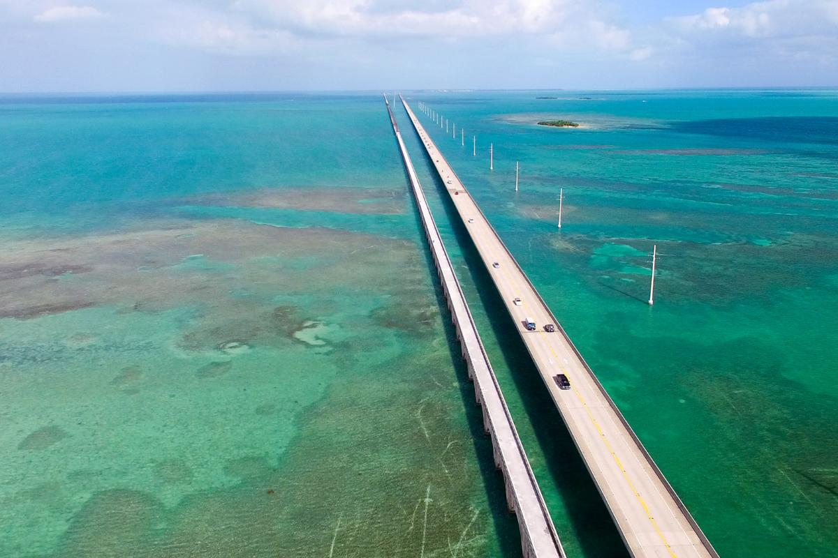 7 mile bridge on the oversea highway on road trip from Miami to Key West