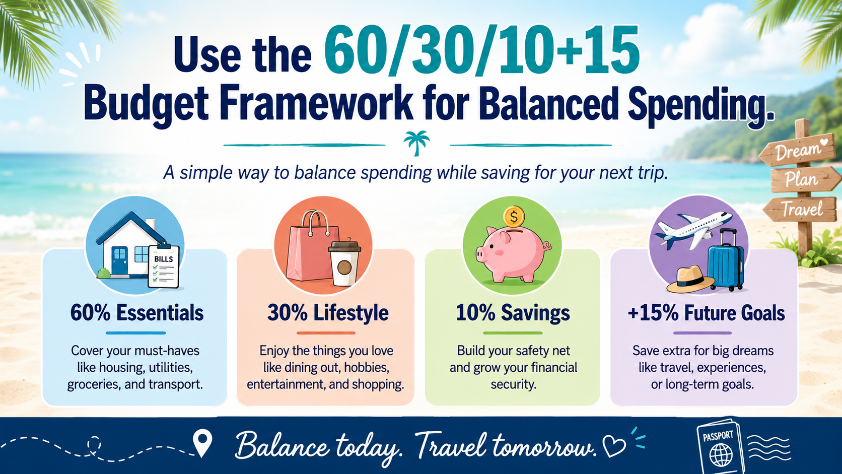 Travel savings graphic for 60/30/10 plan