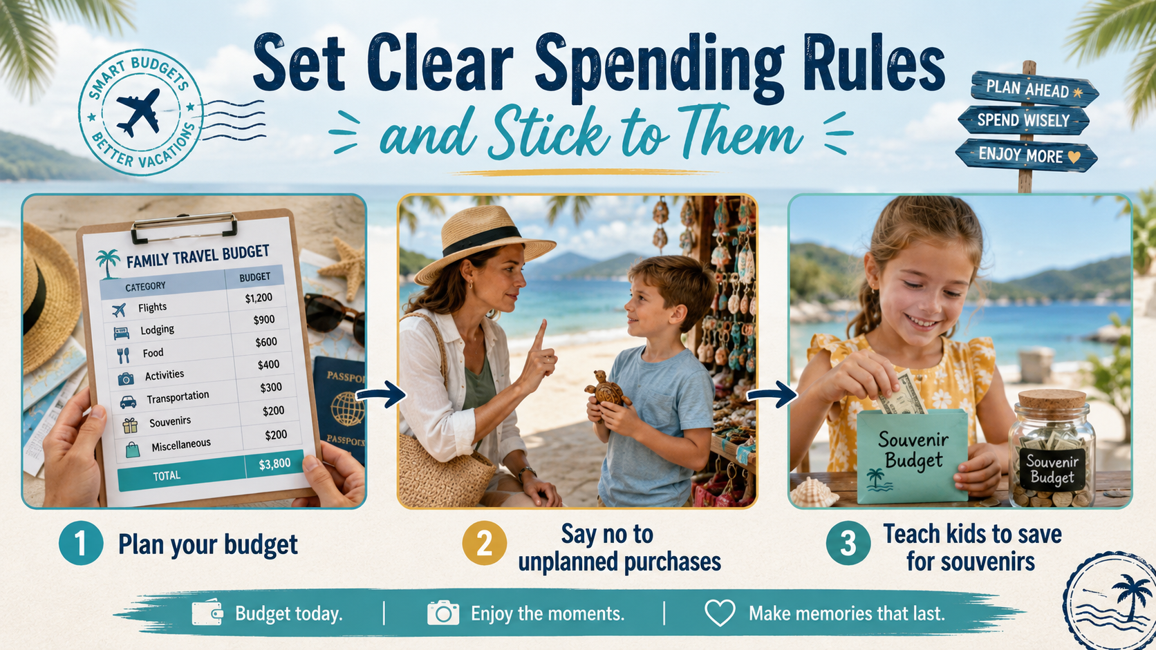 Travel savings graphic for planning a travel budget