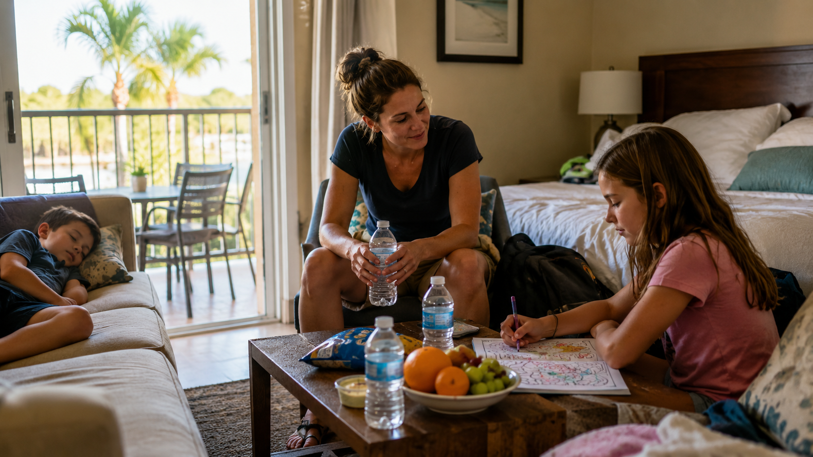 Family relaxing on vacation