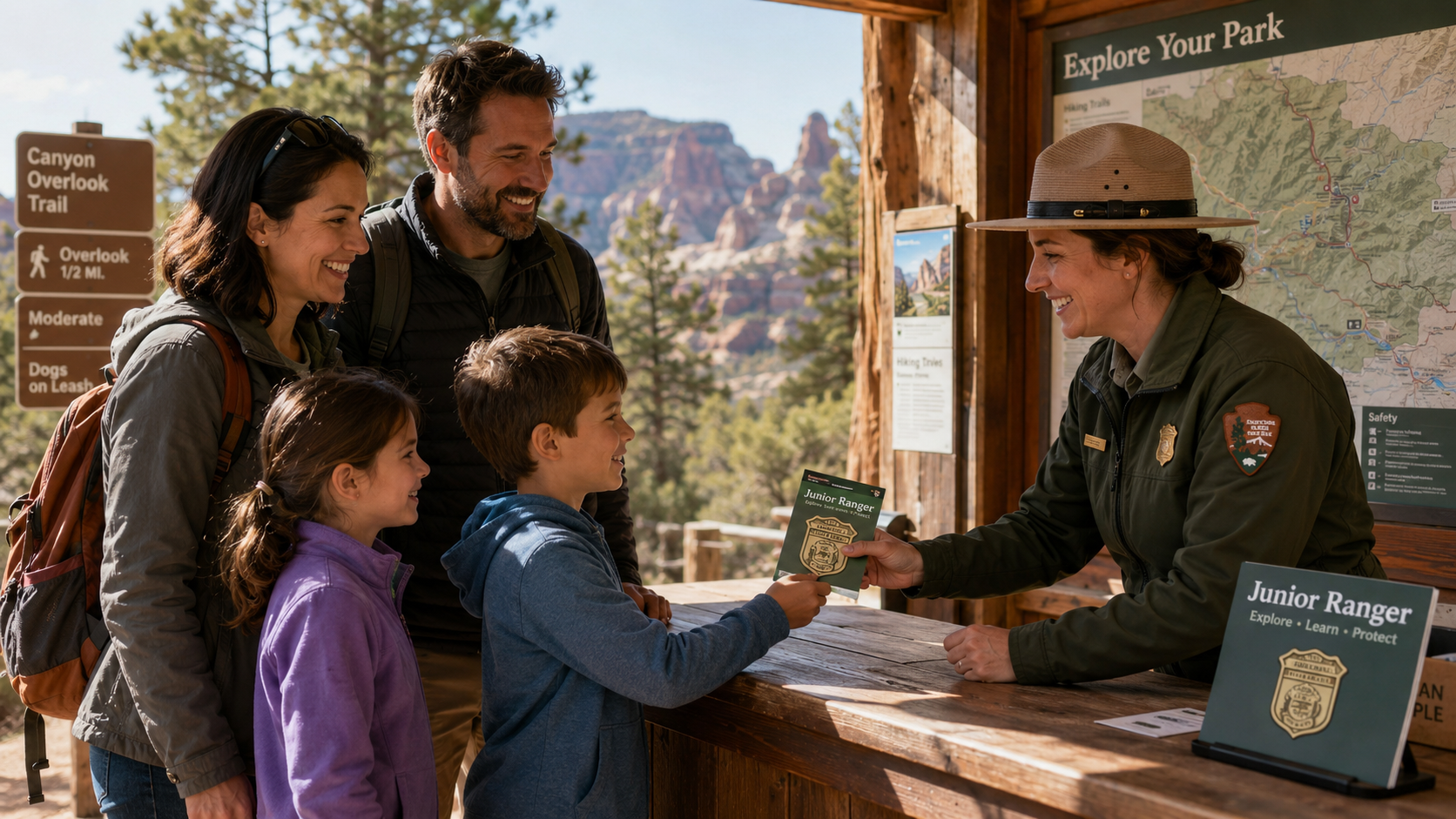 Checking in at a junior ranger program. 