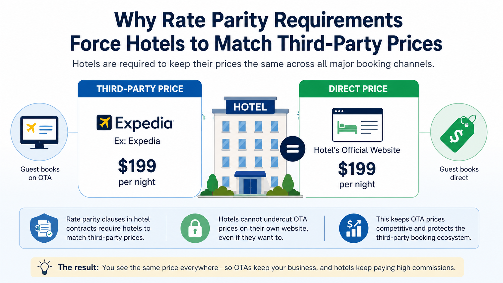 Expedia hotel deals info graphic about hotels and price parity rules. 