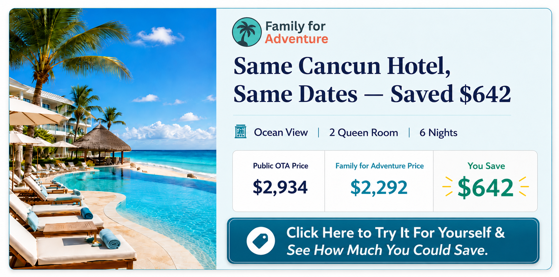 Price comparison graphic showing cheaper hotel price. 