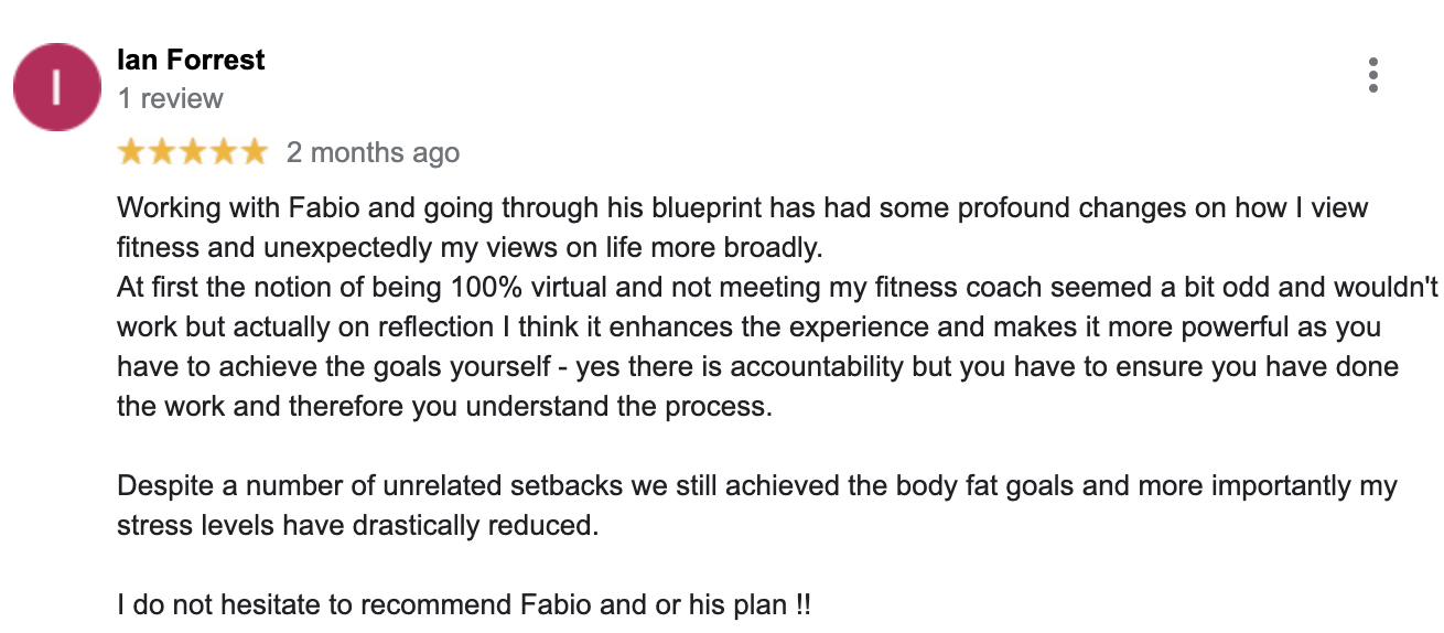 Ian verified Google Review for Fabio Bonanno
