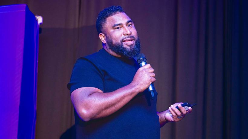 Henry teaching on stage