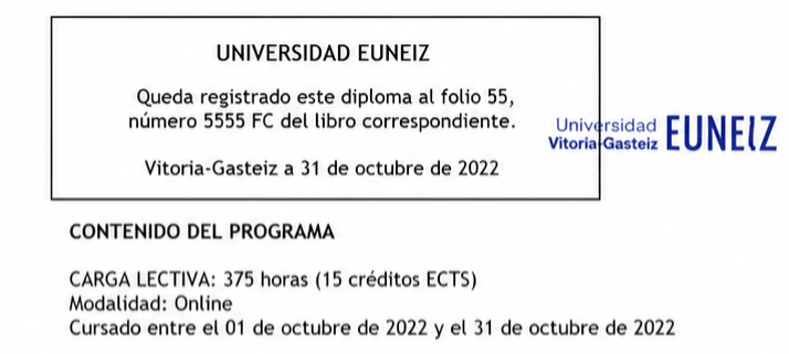 Certificado de Especializaci&oacute;n Universitaria