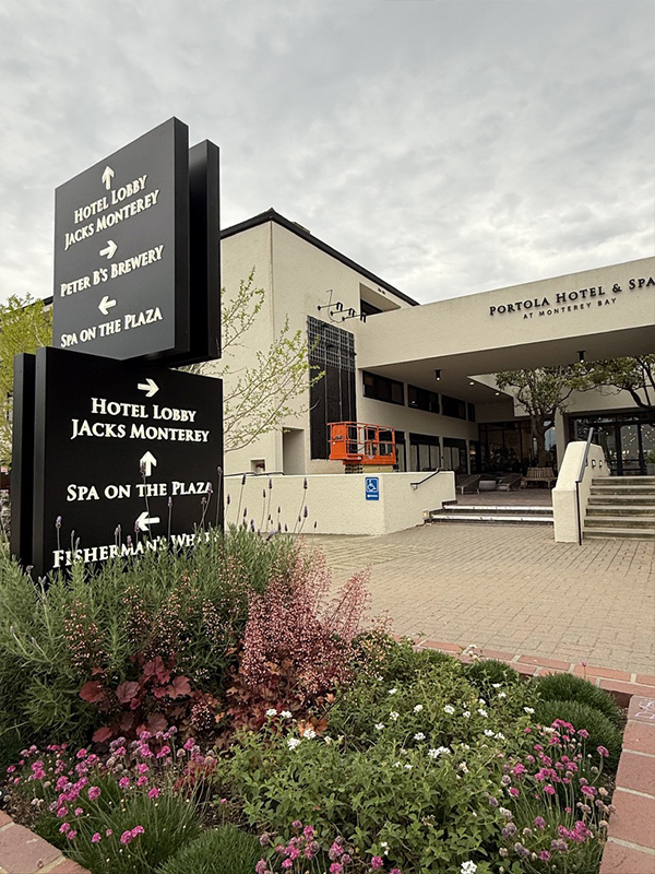 Rebuild — installing new proprietary living wall system Portola Hotel Monterey biophilic design