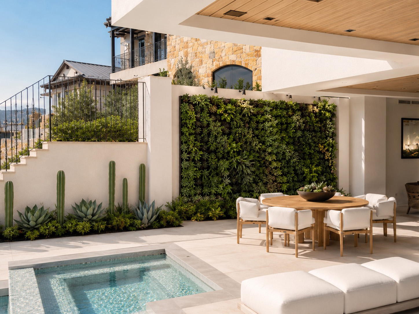 Luxury residential living wall courtyard