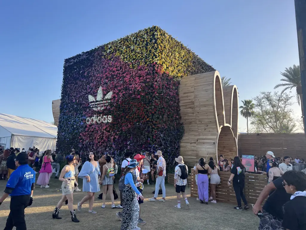 Adidas brand activation living wall cube at Coachella