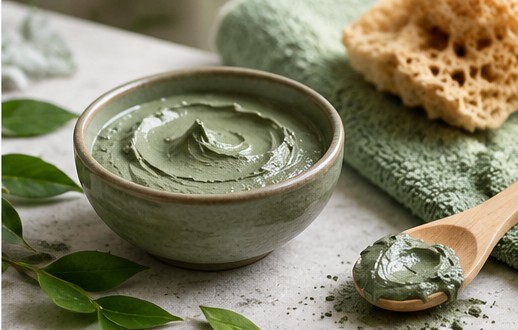 Masque purifiant à l’argile verte utilisé dans le Soin Pureté