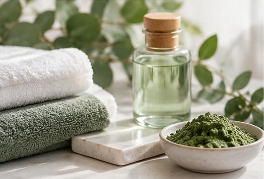 Huile et poudre d’argile verte pour le soin du visage purifiant