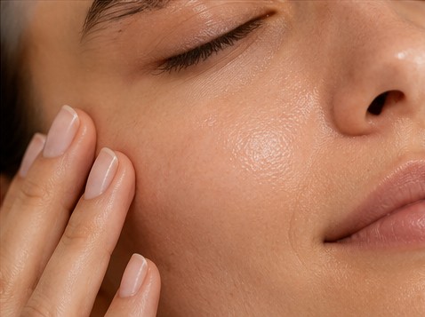 Peau du visage nette et lumineuse après un soin purifiant