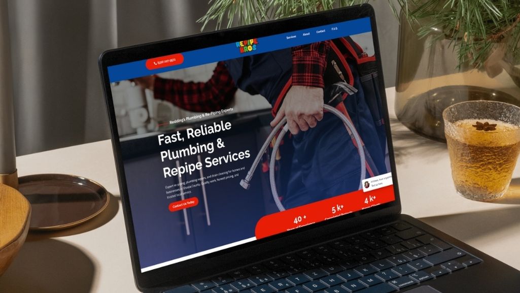 Laptop displaying Repiping Bros plumbing website design