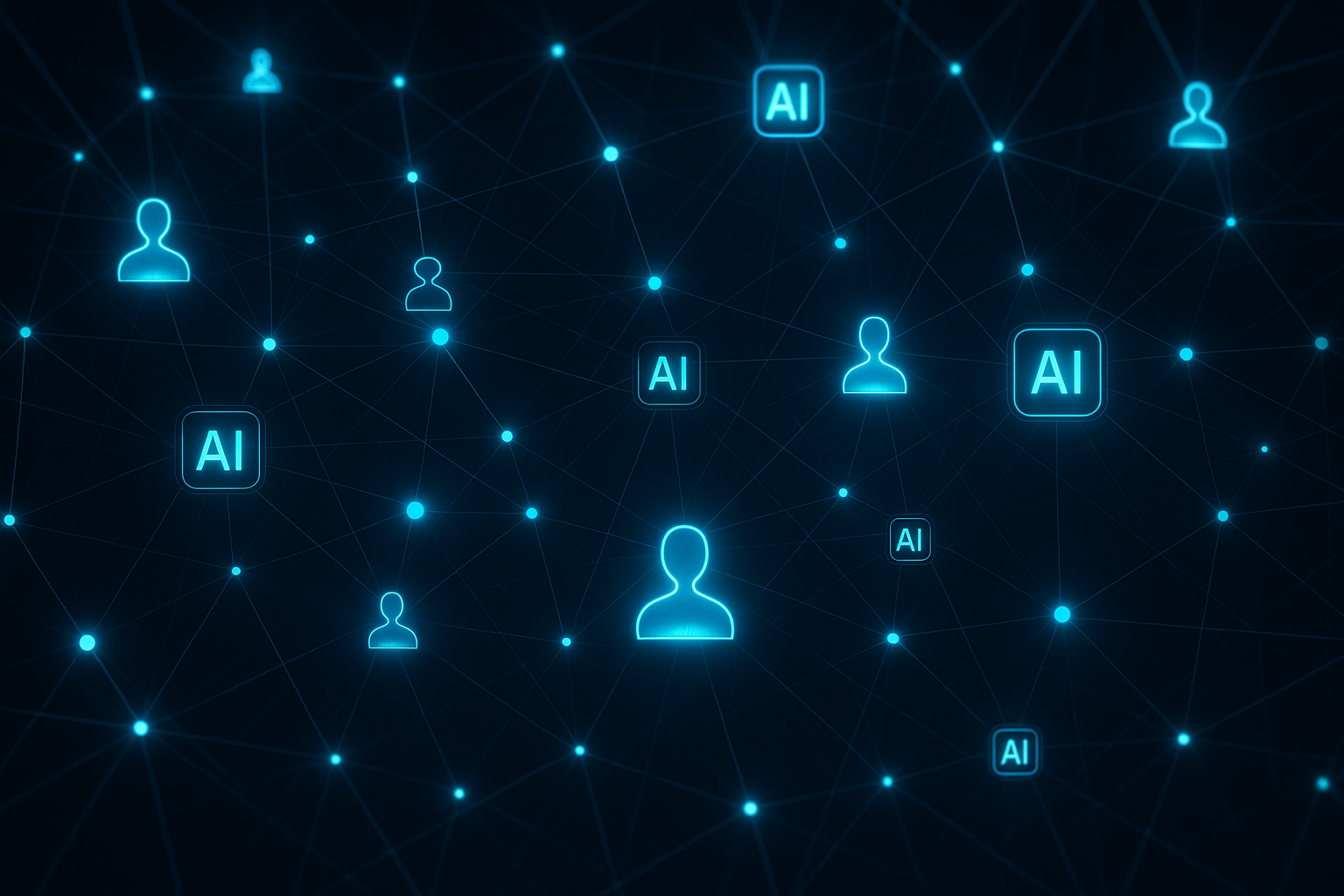 Network graph of AI agents and humans