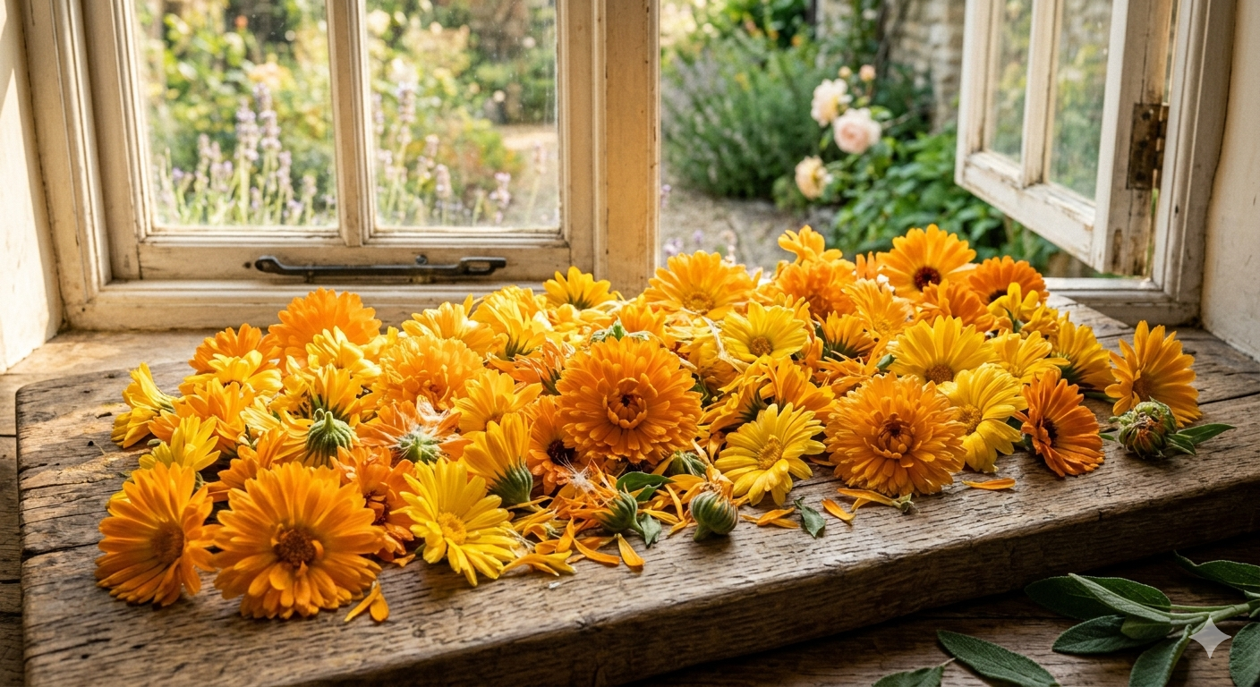 Fresh calendula blossoms