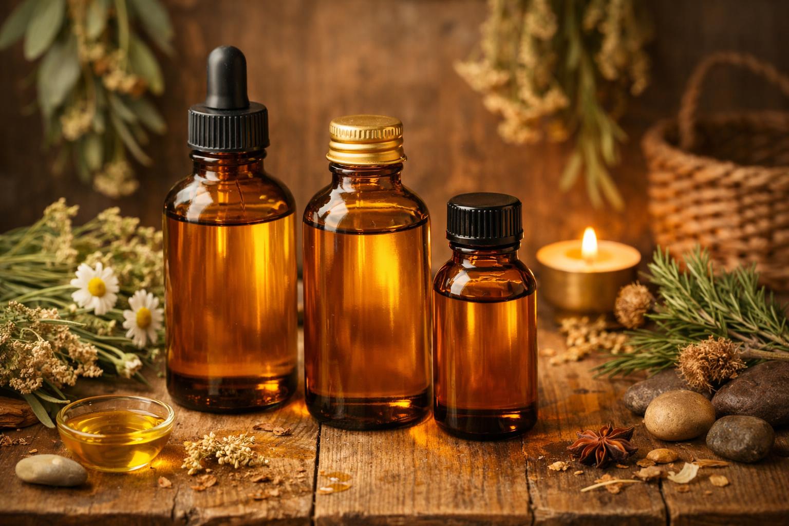 Amber glass bottles