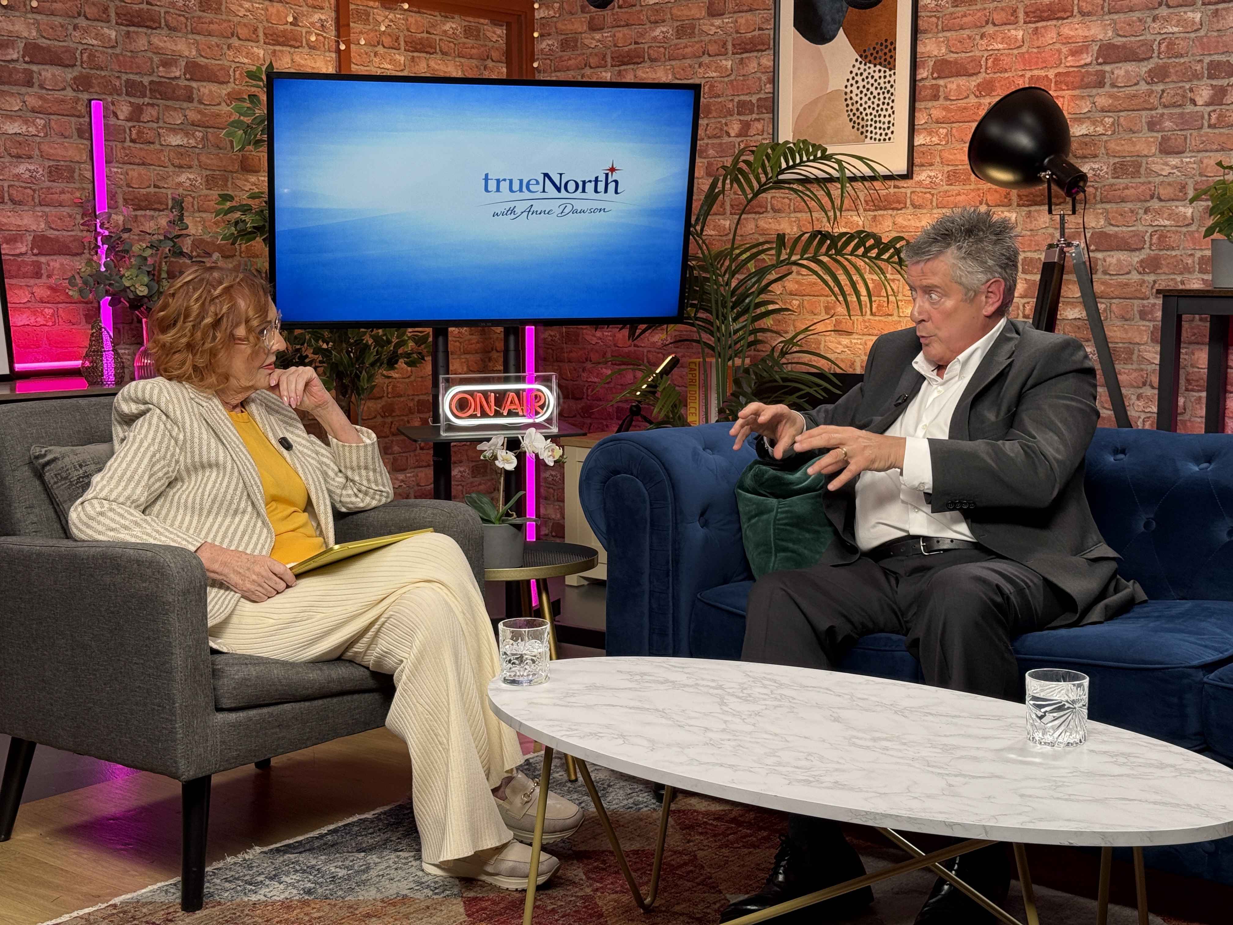 Stephen Pitcher and Anne Dawson during the podcast