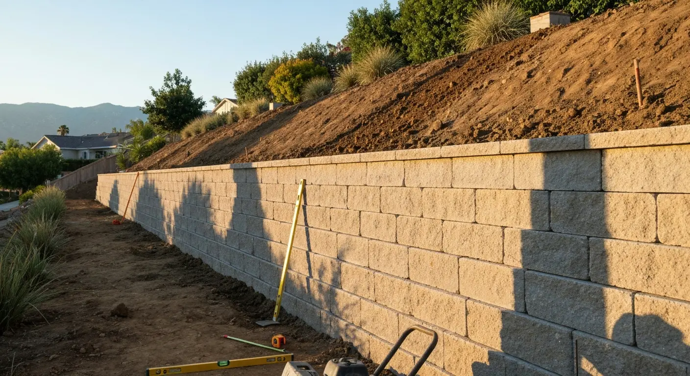 Retaining wall installation