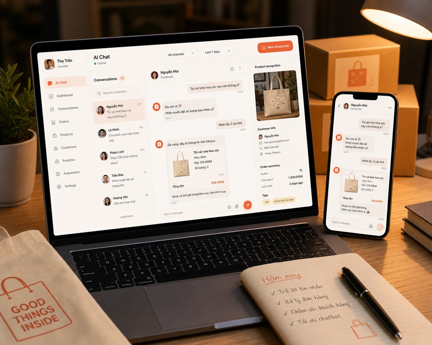 Mo phong giao dien san pham Chatbot AI