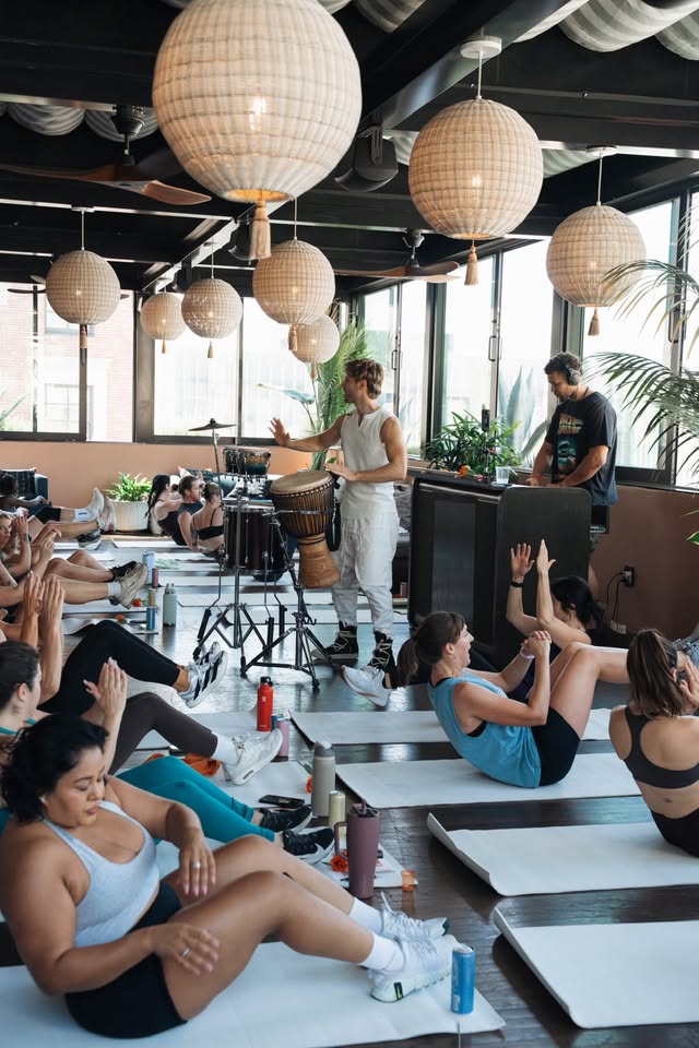 Community gathering with music and movement