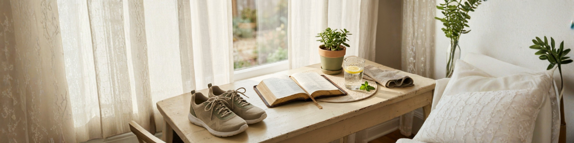 Faith and wellness — a still life of natural, nourishing elements