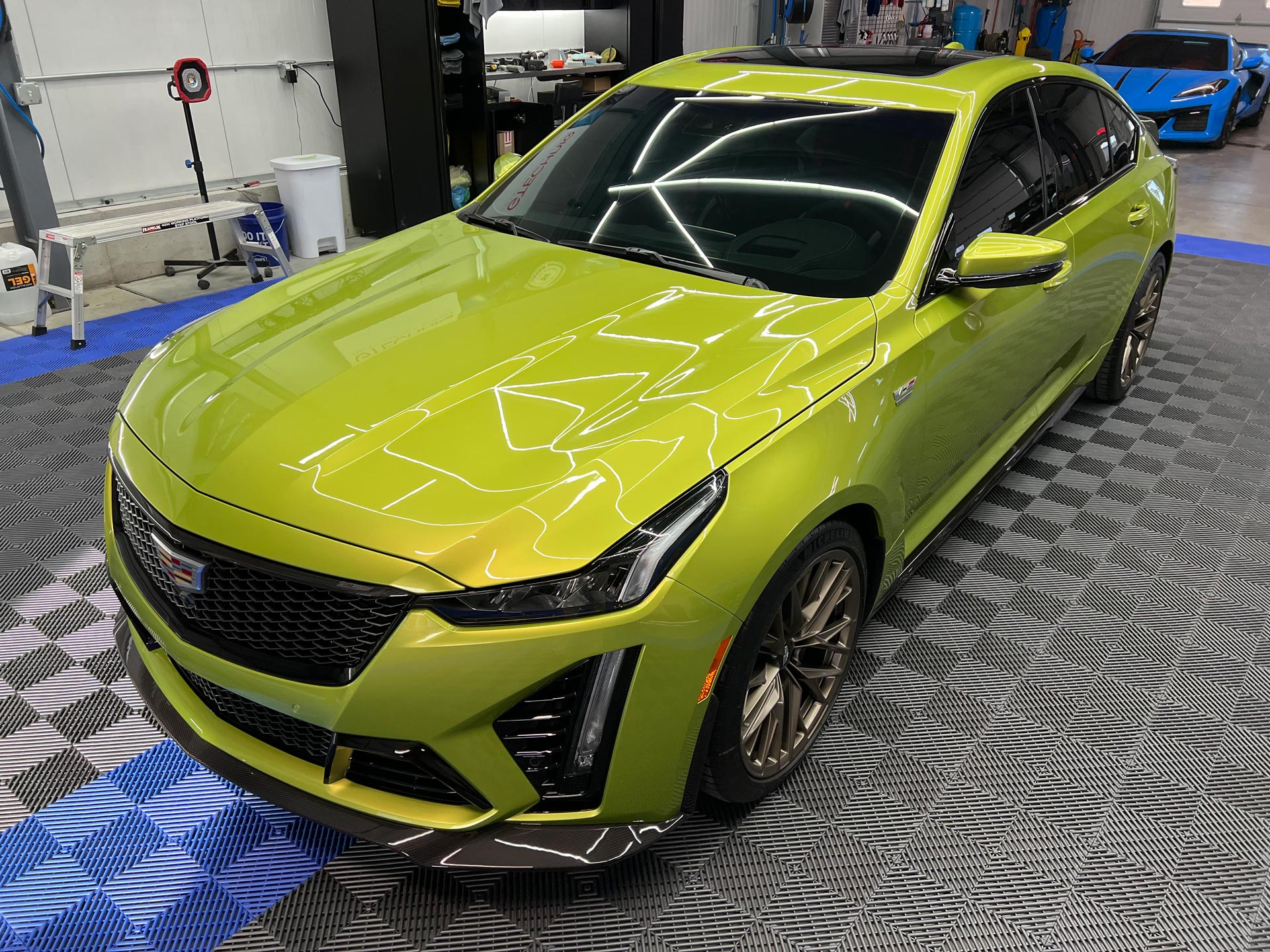 Yellow Cadillac CT5-V with PPF installation