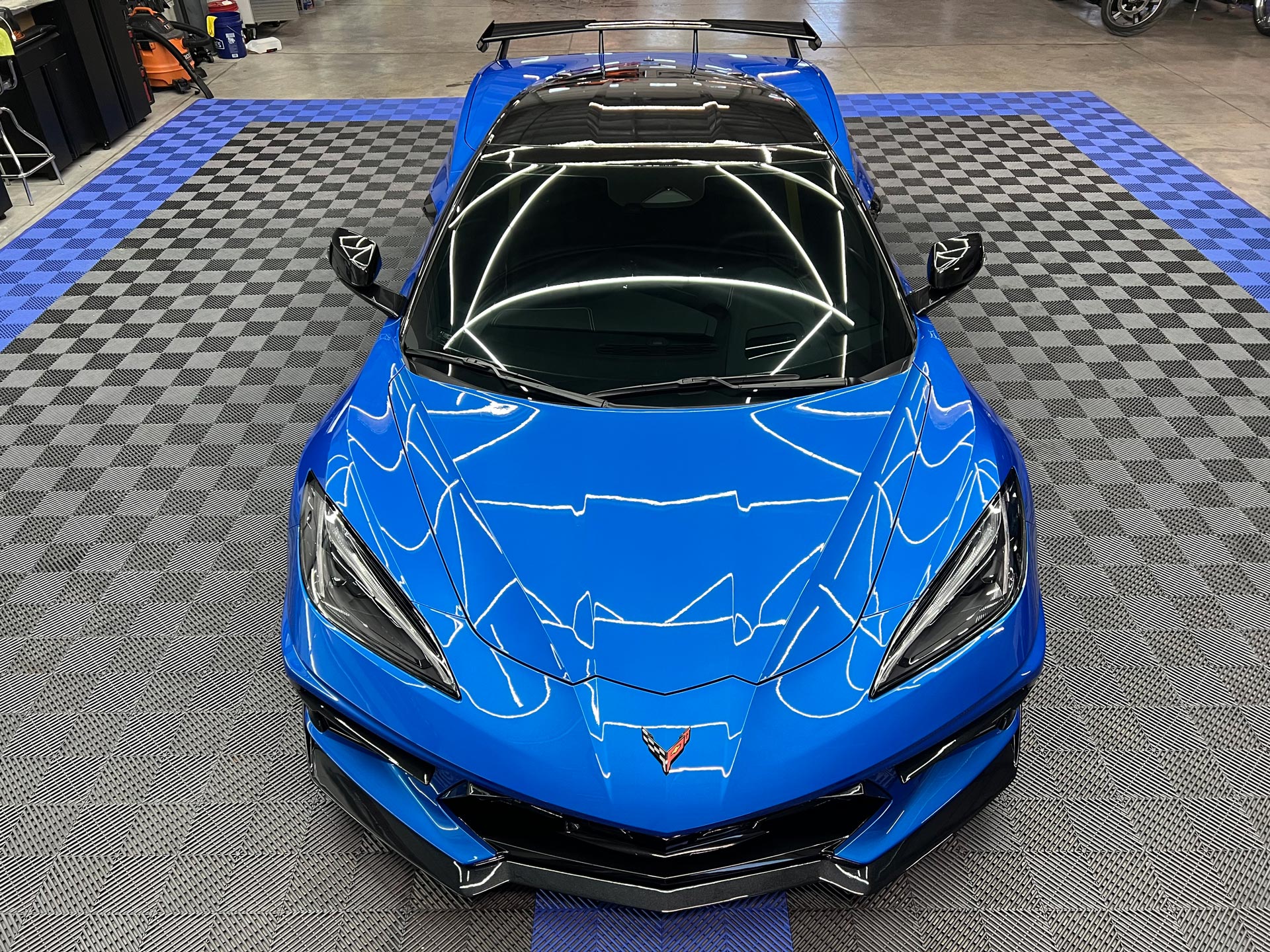 Blue Corvette Z06 with paint protection film at JS Detailing