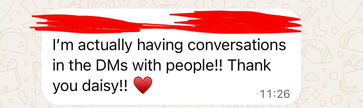 Melissa: I'm actually having conversations in the DMs with people, thank you Daisy